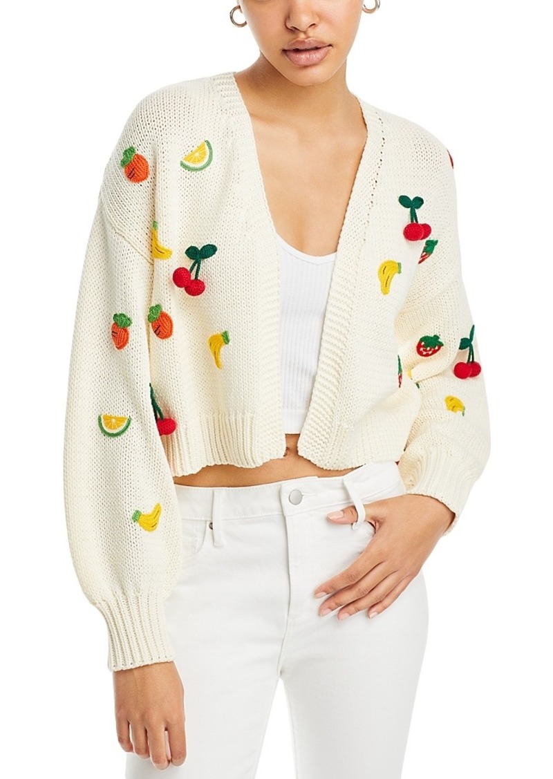 Aqua Fruit Embroidered Cropped Cardigan - Exclusive