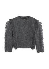 AQUA Girls' Cashmere Cropped Fringe Sweater, Big Kid - 100% Exclusive