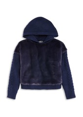 AQUA Girls' Faux-Fur-Front Sweater Hoodie, Big Kid - 100% Exclusive