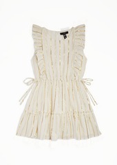 AQUA Girls' Lurex Stripe Flutter Sleeve Tiered Ruffle Dress, Big Kid - 100% Exclusive