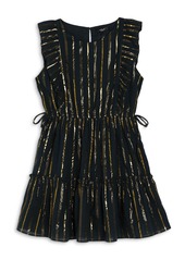 AQUA Girls' Metallic Striped Ruffle Dress, Big Kid - 100% Exclusive
