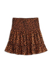 AQUA Girls' Smocked Leopard Print Woven Flounce Skirt, Big Kid - 100% Exclusive 