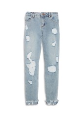 AQUA Girls' Weekender High Rise Distressed Jeans, Big Kid - 100% Exclusive