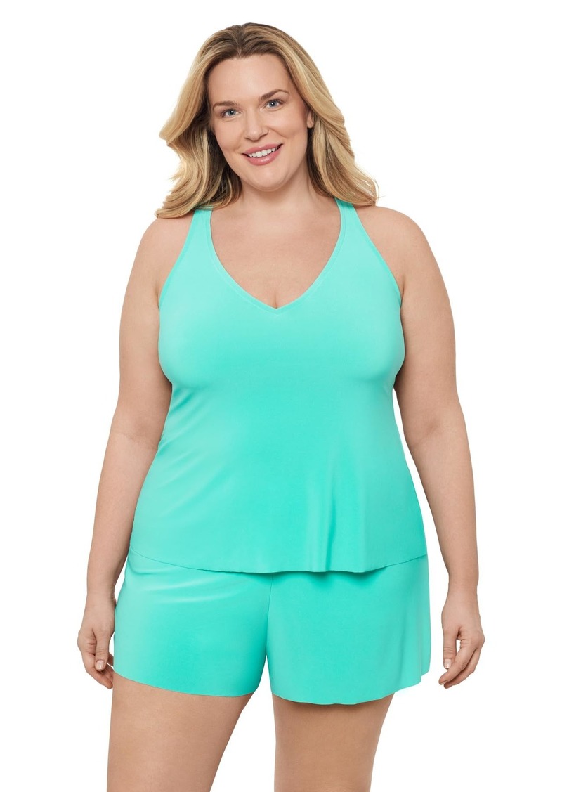 Aqua Green Women's Standard Ladder Trim Racerback Tankini Top