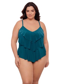 Aqua Green Women's Standard Triple Tier Tankini Top