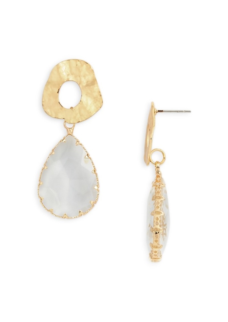 Aqua Hammered Ring & Crystal Drop Earrings - Exclusive