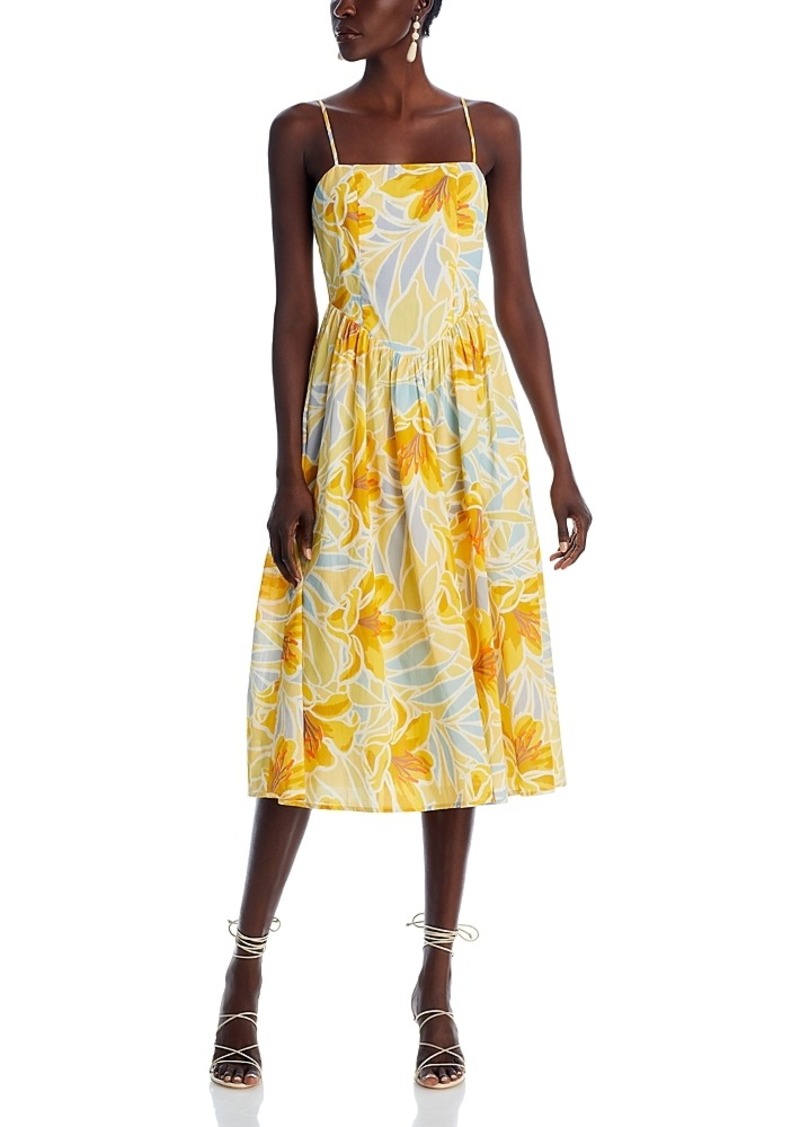 Aqua Tropical Floral Midi Dress - Exclusive