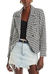 Aqua Houndstooth Tweed Cutaway Blazer - Exclusive