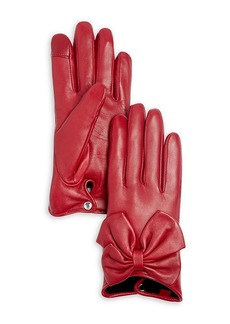 Aqua Large Leather Bow Gloves - 100% Exclusive