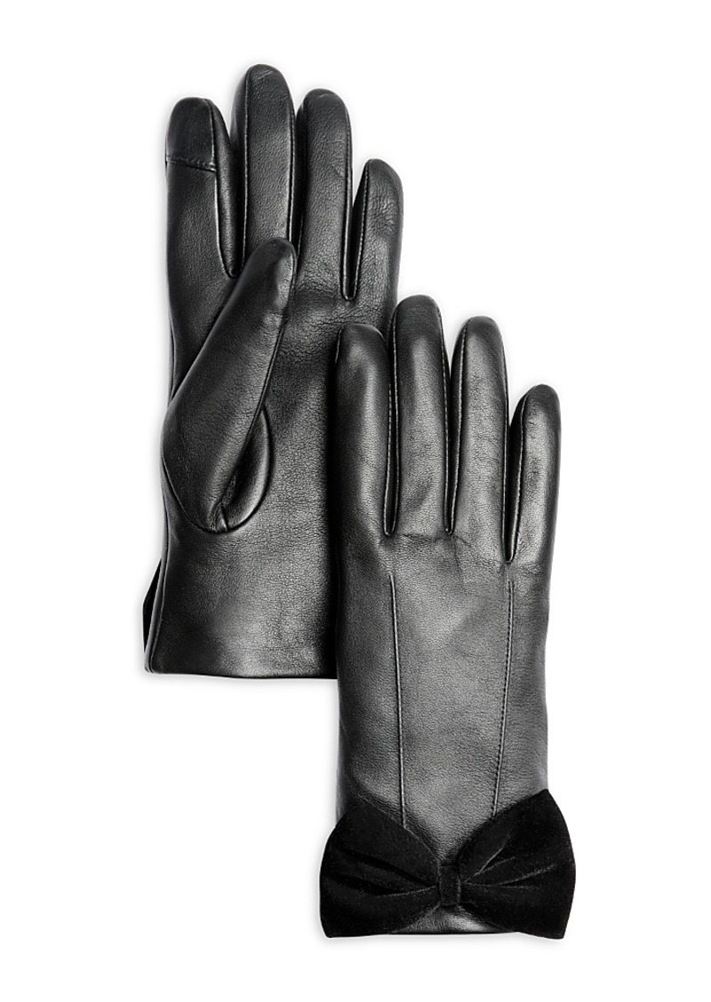 Aqua Leather Gloves with Velvet Bow - 100% Exclusive