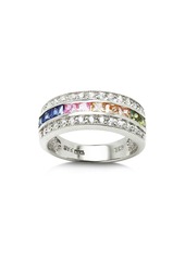 AQUA Multi Row Rainbow Ring in Sterling Silver - 100% Exclusive