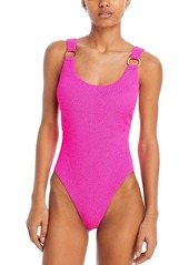 Aqua O-Ring Metallic Crinkle One Piece Swimsuit - Exclusive