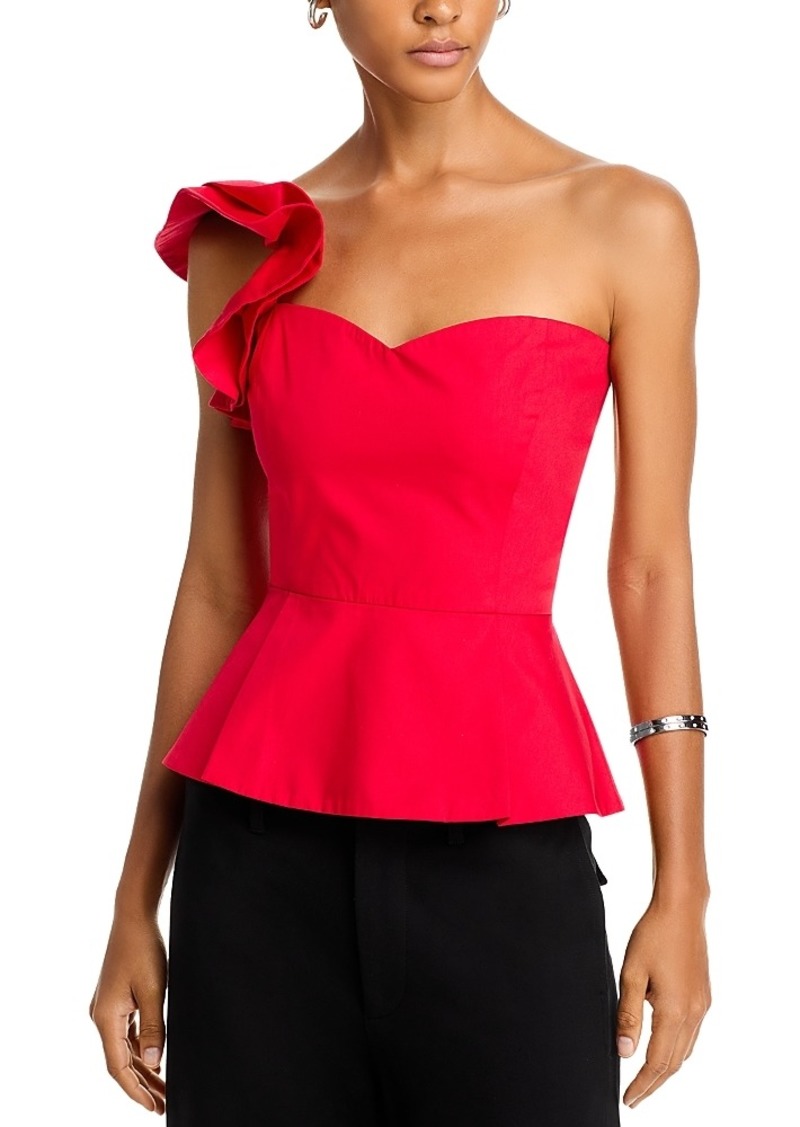 Aqua One Shoulder Peplum Top - Exclusive