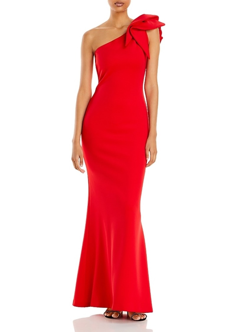 Aqua One-Shoulder Scuba Gown - Exclusive