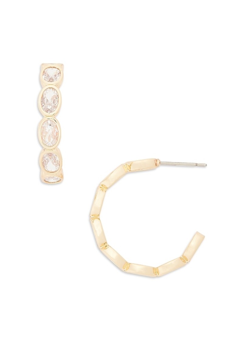 Aqua Oval Bezel Hoop Earrings in 16K Gold Plated - Exclusive