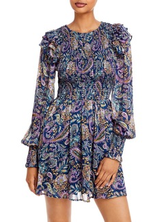 AQUA Paisley Print Ruffled Smocked Dress - 100% Exclusive