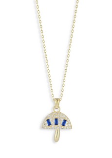 Aqua Pave & Blue Cubic Zirconia Mushroom Pendant Necklace in 14K Gold Plated Sterling Silver, 16-18 - Exclusive