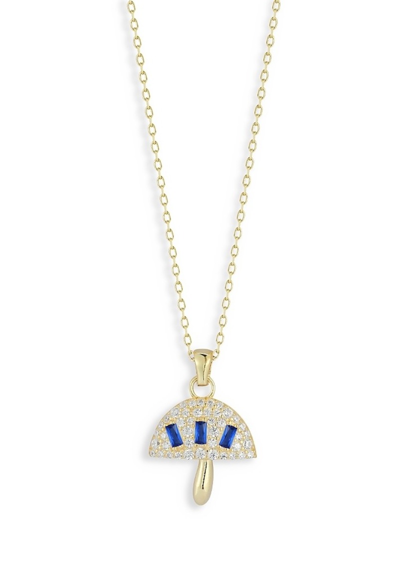 Aqua Pave & Blue Cubic Zirconia Mushroom Pendant Necklace in 14K Gold Plated Sterling Silver, 16-18 - Exclusive