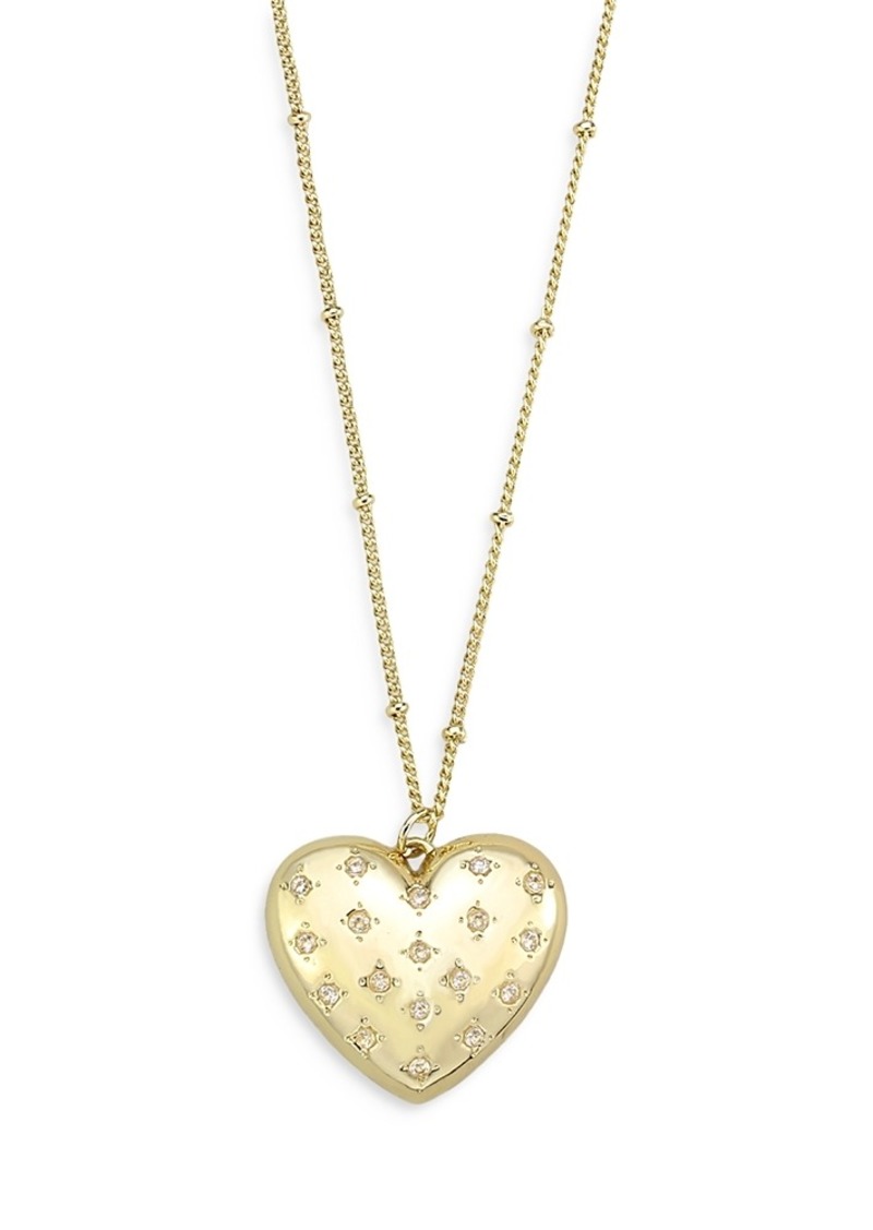 Aqua Pave Puffed Heart Pendant Necklace, 16 - Exclusive