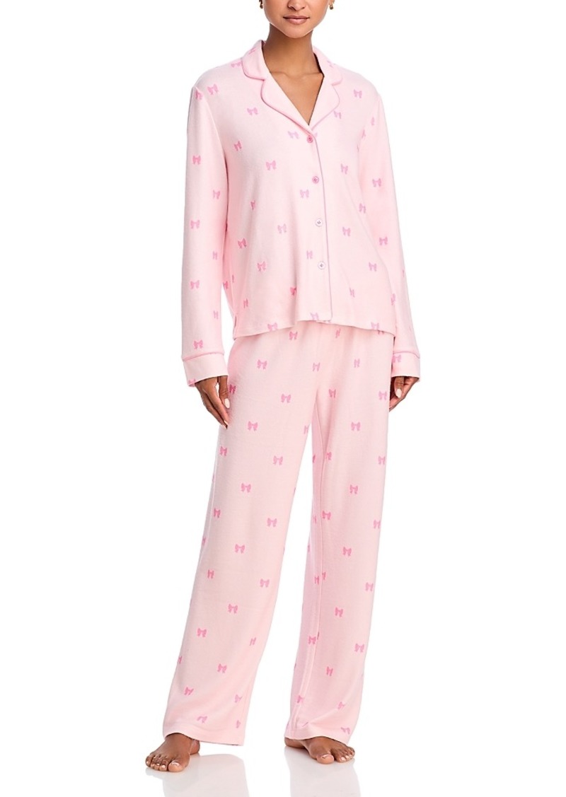 Aqua Peachy Notch Collar Pajama Set - Exclusive