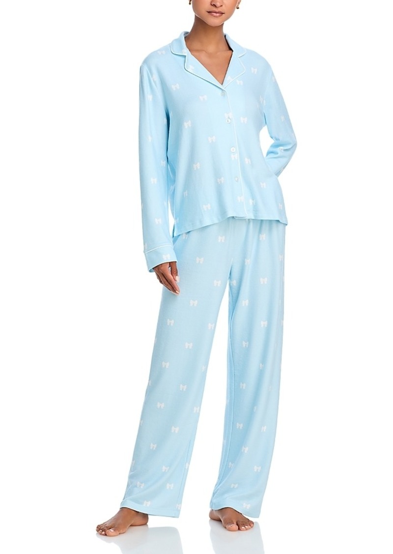 Aqua Peachy Notch Collar Pajama Set - Exclusive