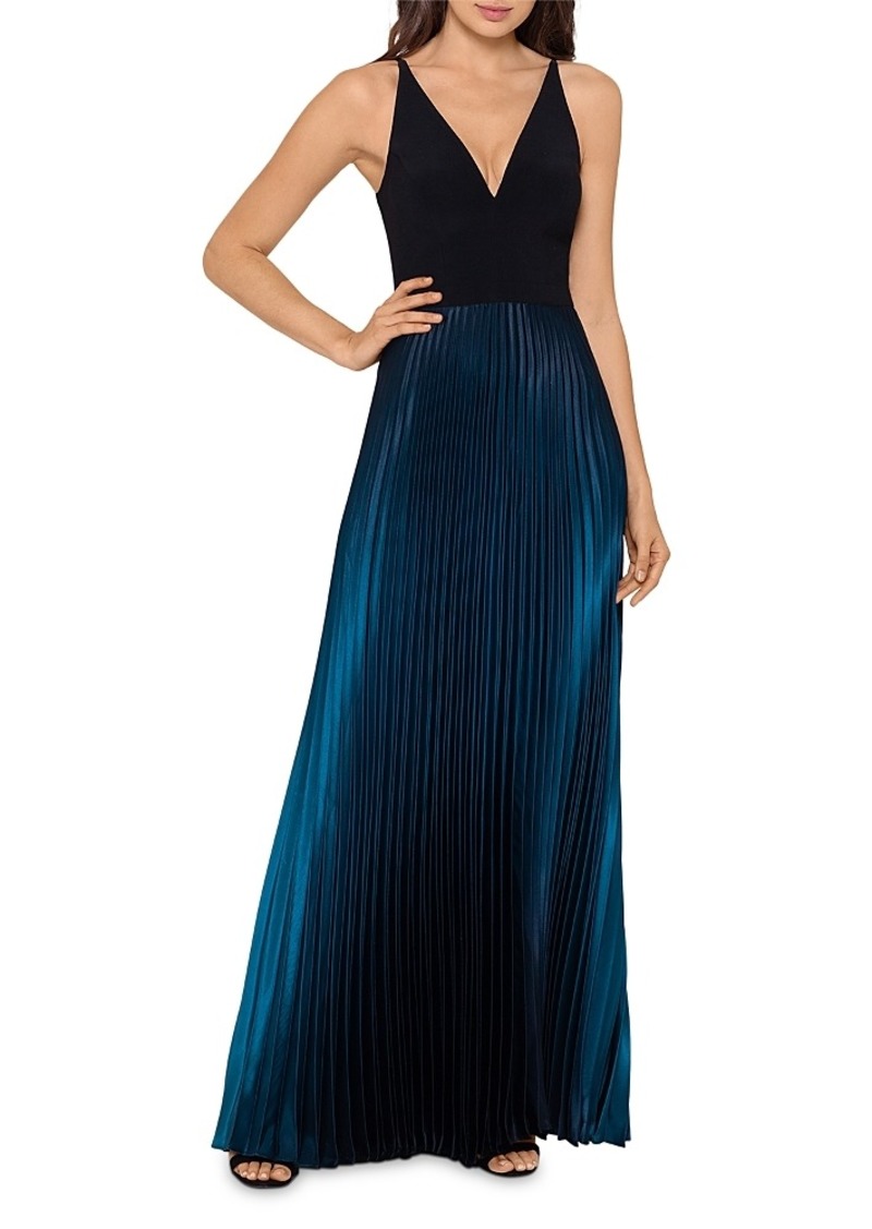 Aqua Pleated Shimmer Gown - Exclusive