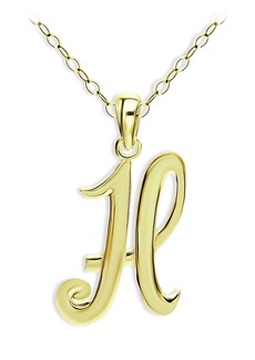 Aqua Polished Script Initial Pendant Necklace in 18K Gold-Plated Sterling Silver, 15.5 - Exclusive