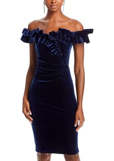 Aqua Ruffled Velvet Dress - 100% Exclusive