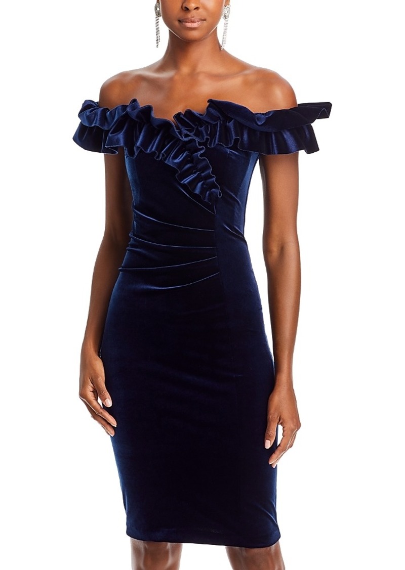 Aqua Ruffled Velvet Dress - 100% Exclusive