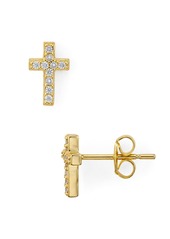 AQUA Small Cross Stud Earrings in Platinum-Plated Sterling Silver or 18K Gold-Plated Sterling Silver - 100% Exclusive