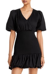 AQUA Smocked Puff Sleeve Mini Dress - 100% Exclusive