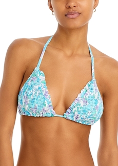 Aqua Smocked Triangle Bikini Top - 100% Exclusive