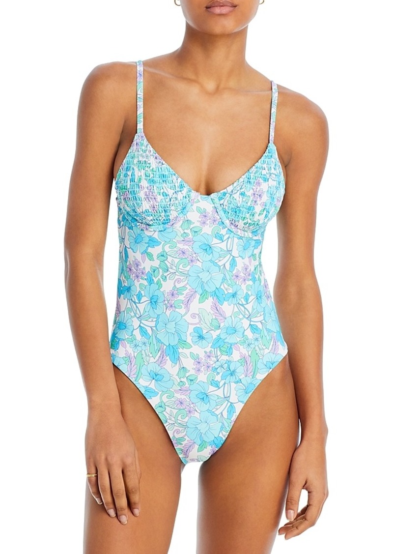 Aqua Smocked Underwire One Piece Swimsuit - Exclusive