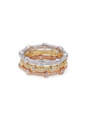 AQUA Stackable Multicolor Pav� Rings in Platinum-Plated Sterling Silver, 18K Gold-Plated Sterling Silver or 18K Rose Gold-Plated Sterling Silver - 100% Exclusive
