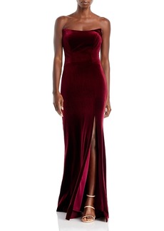 Aqua Strapless Velvet Gown - 100% Exclusive