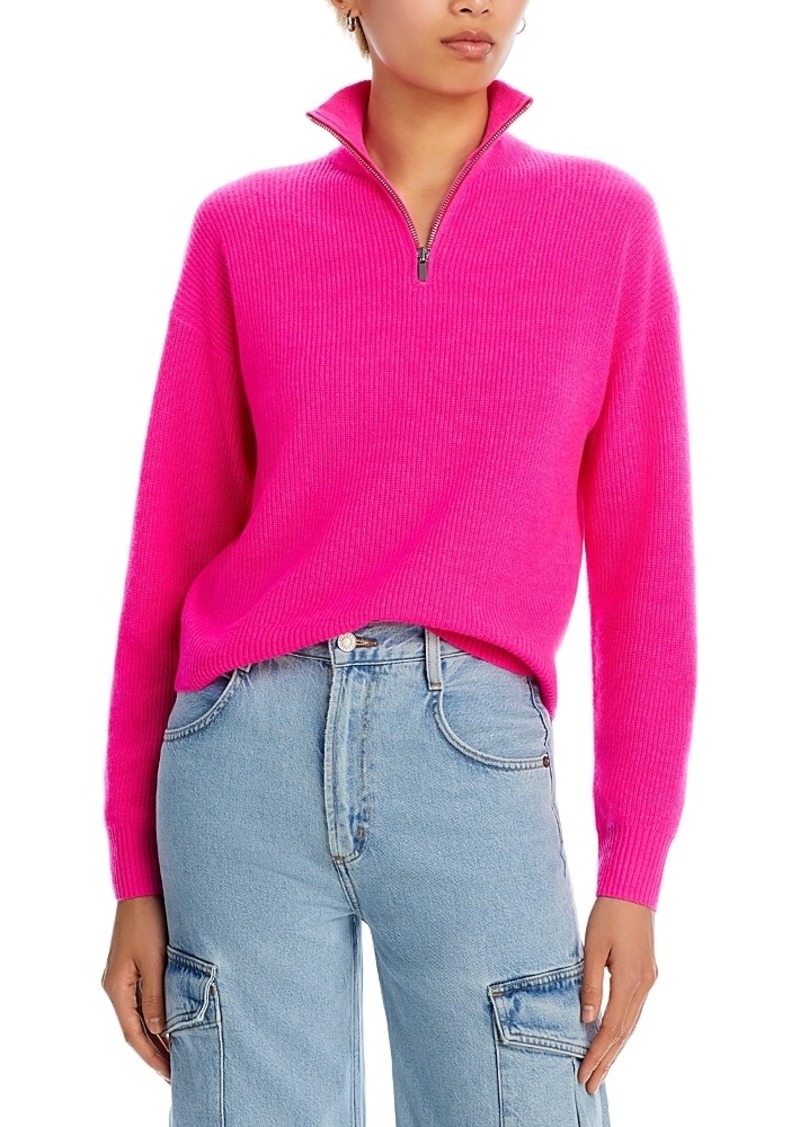 Aqua Stripe Quarter Zip Cashmere Sweater - 100% Exclusive