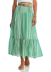 Aqua Striped Midi Skirt - 100% Exclusive