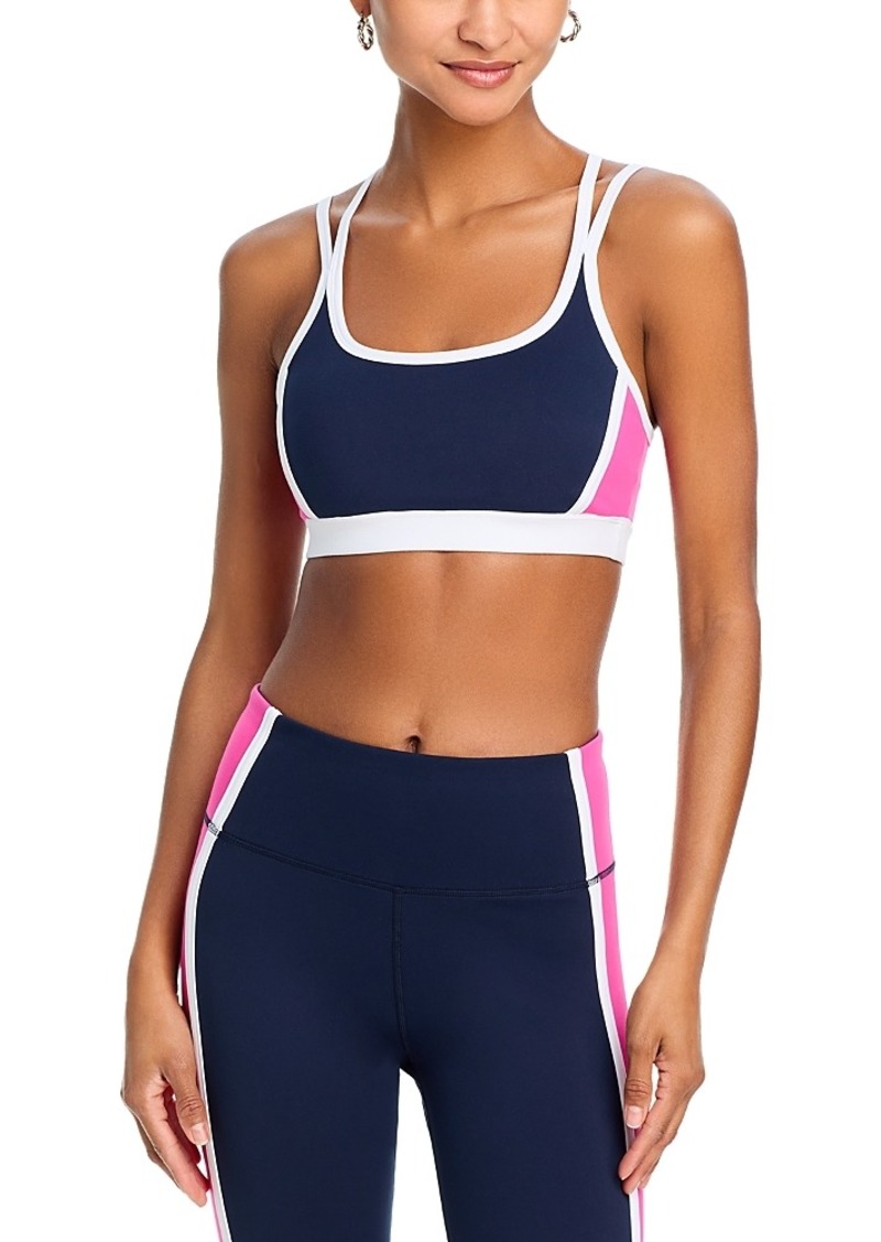 Aqua Toned Out Double Strap Color Block Sports Bra - Exclusive