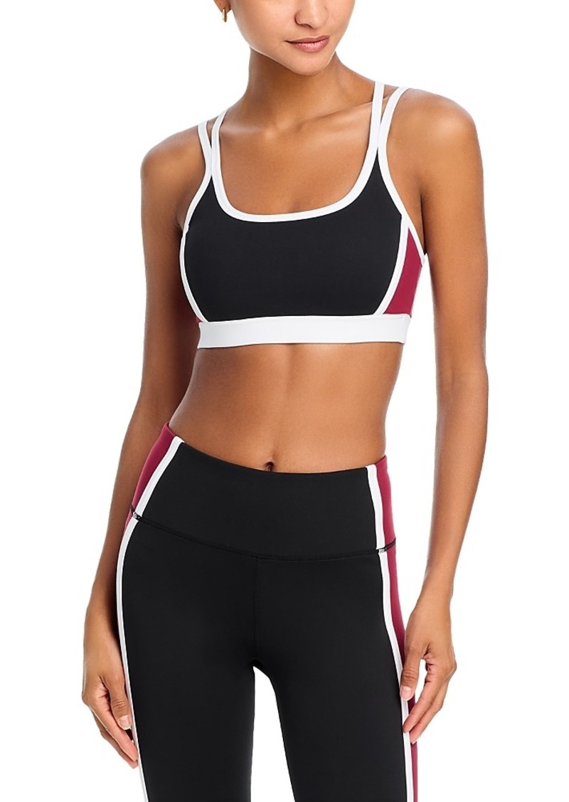 Aqua Toned Out Double Strap Color Block Sports Bra - Exclusive