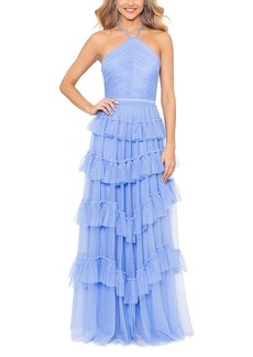 Aqua Tulle Tiered Ruffle Gown - 100% Exclusive