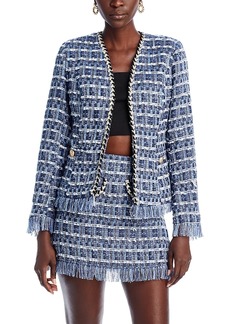 Aqua Tweed Fringe Jacket - 100% Exclusive