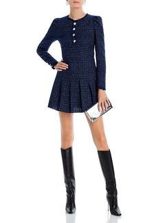 Aqua Tweed Pleated Mini Dress - 100% Exclusive