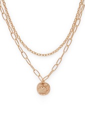 AQUA Two-Layer Coin Pendant Necklace, 19" - 100% Exclusive