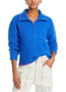 Aqua Whip Stitch Quarter Zip Sweater - 100% Exclusive