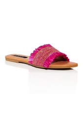 Aqua Women's Meile Fringed Raffia Slide Sandals - 100% Exclusive