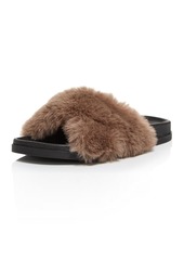 AQUA Women's Softy Crisscross Faux Fur Slide Slippers - 100% Exclusive