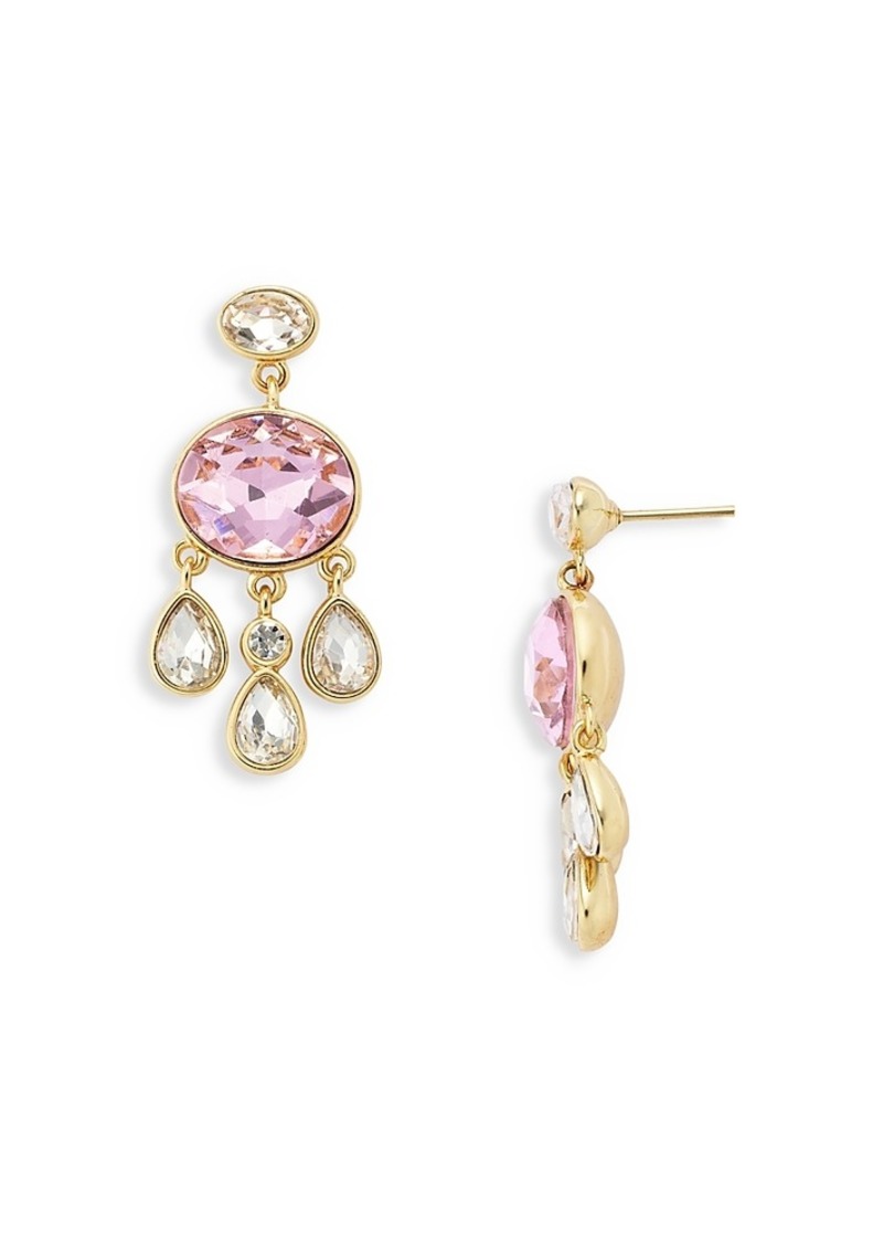 Aqua x Wicked Clear & Pink Stone Drop Earrings in 14K Gold Plated - Exclusive