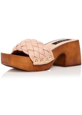 Aqua Boho Womens Woven Faux Leather Platform Sandals