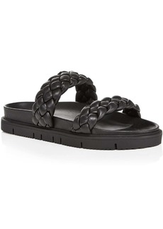 Aqua Brade Womens Faux Leather Slides Platform Sandals