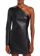 Aqua Faythe Womens Faux Leather Mini Cocktail and Party Dress